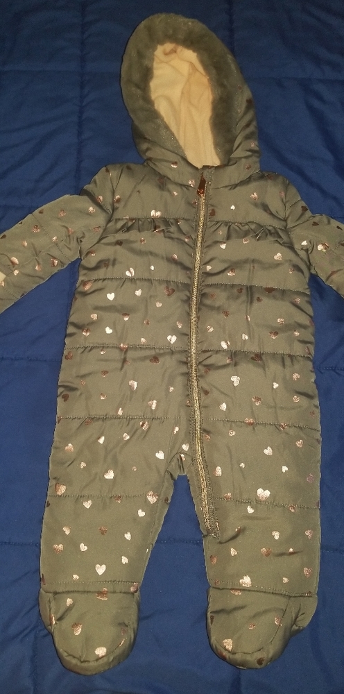 Infant Girl's Snowsuit, gray, 3-6 months NWOT